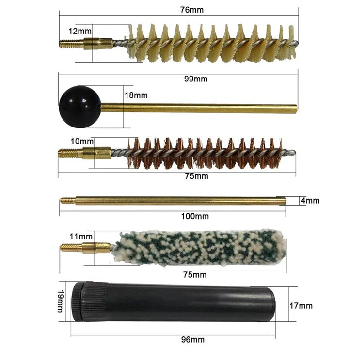 Weapon Cleaning Kit 5-in-1 Pocket Size for Pistol Cal. .38/.357/9MM
