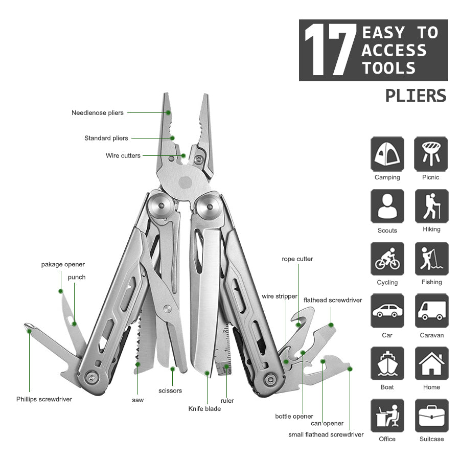 TrailForge Multi-Tool | 17-in-1 Multi-Tool – Ultimate Survival & EDC Gear